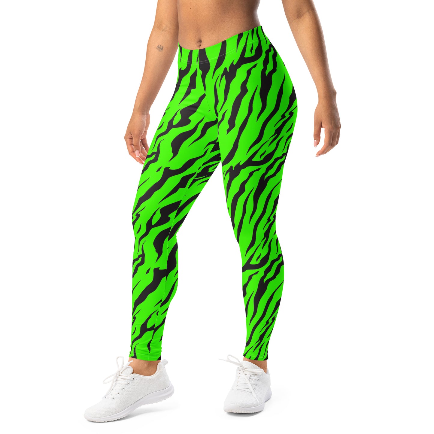 80's Neon Green Tiger Print Leggings
